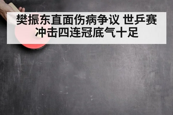 樊振东直面伤病争议 世乒赛冲击四连冠底气十足